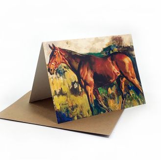 Alfred Munnings ‘The Bay Horse, ‘Patrick’, Bought in Dublin with Grey Mare’ greetings card