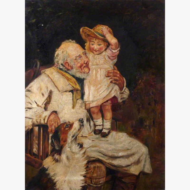 Portrait of an Unknown Gentleman with a Child and a Dog