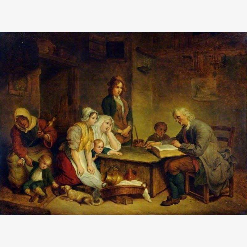 A Father Reading the Bible to His Family