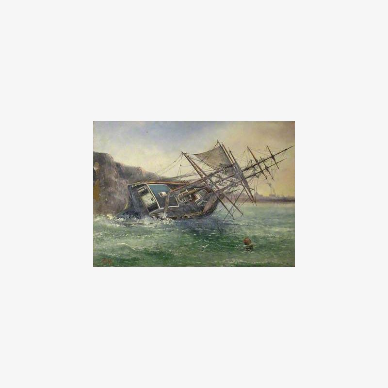 Wreck of the Norwegian Barque 'Jernaes' of Risør, on Hendon Beach, 21 October 1894
