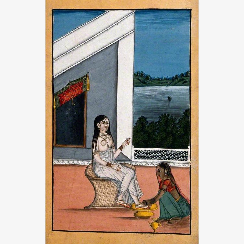 A Servant Attending to an Indian Lady's Feet