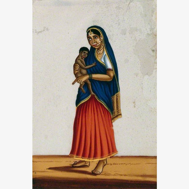 A Snake Charmer's Wife Holding a Small Baby