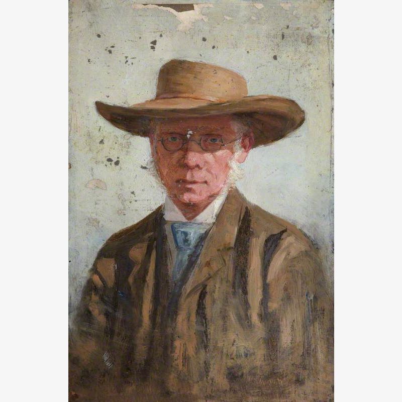 Portrait of a Man Wearing a Wide-Brimmed Hat