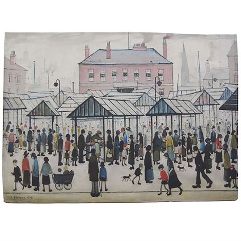L. S. Lowry ‘Market Scene, Northern Town’ (1939) tea towel