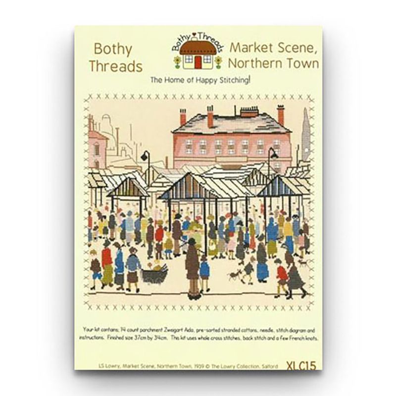 L. S. Lowry ‘Market Scene, Northern Town’ (1939) cross stitch kit