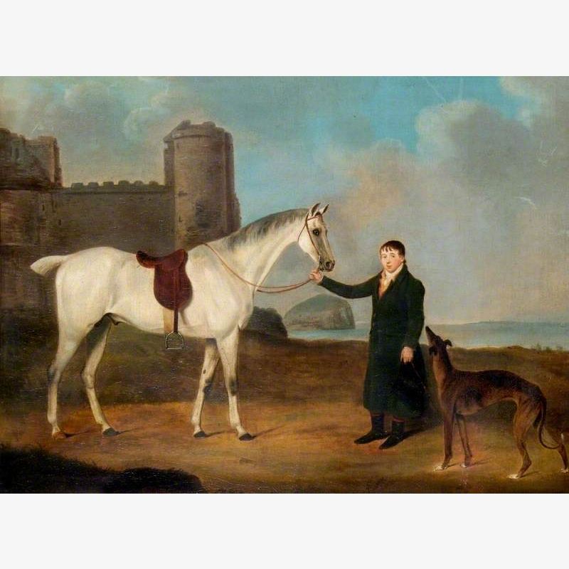 Man With a Horse and a Greyhound
