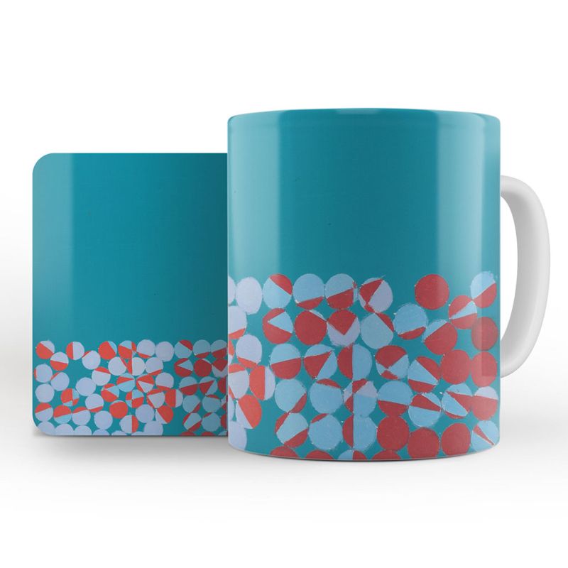 Wilhelmina Barns-Graham ‘Development (Red and Turquoise)’ mug and coaster