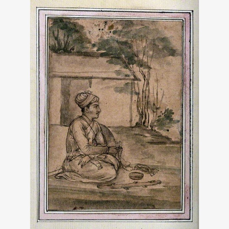 A Seated Mughal Court Attendant in a Garden