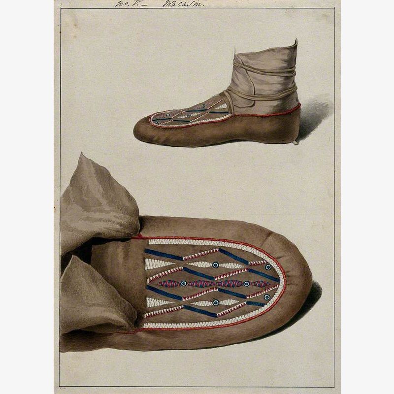 Native North American Costume: A Moccasin, Two Figures