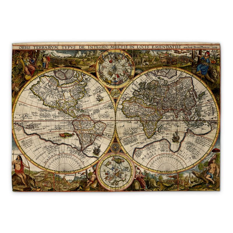Jan van Doetichum the younger ‘Orbis Terrarum Typus (Double Hemispheric World Map)’ tea towel