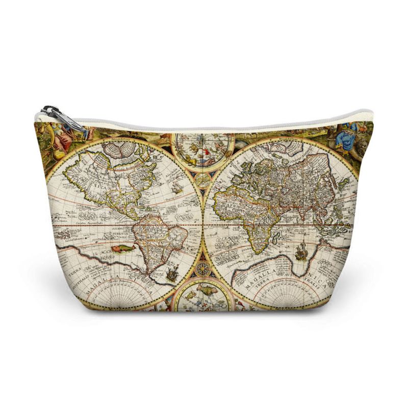 Jan van Doetichum the younger ‘Orbis Terrarum Typus (Double Hemispheric World Map)’ make-up bag