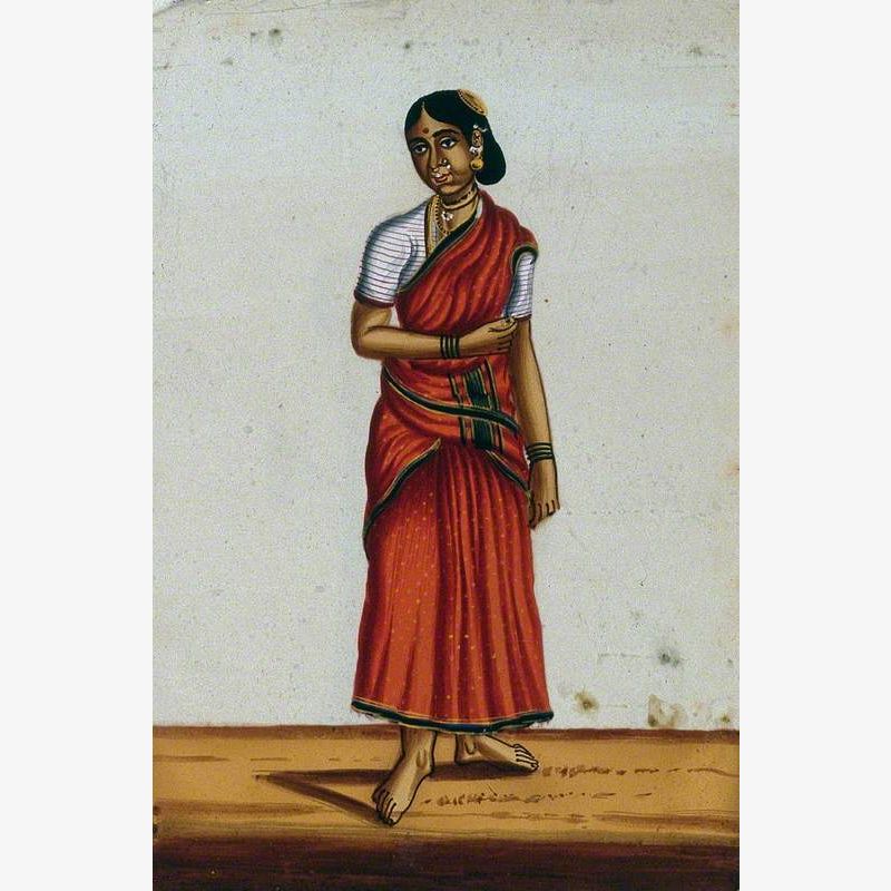A Woman Wearing a Red Sari