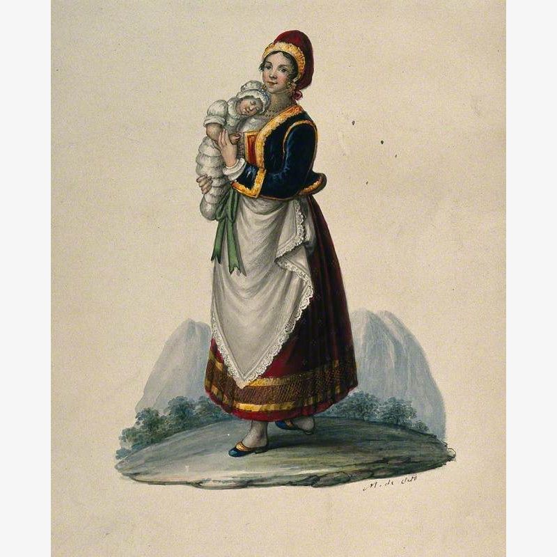 A Wet Nurse Dressed in Neapolitan Costume Holding a Baby