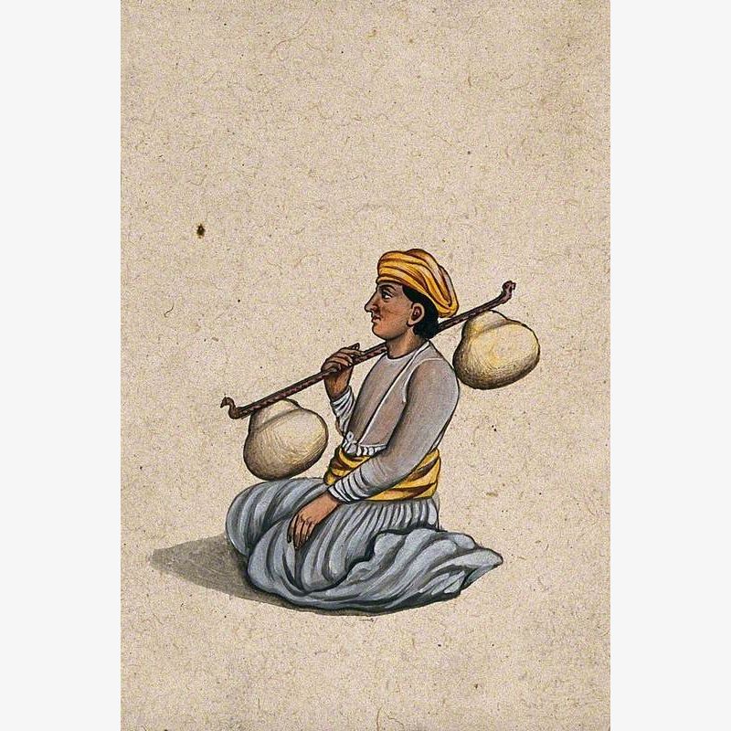 A Musician Playing the Veena (Indian Stringed Instrument)