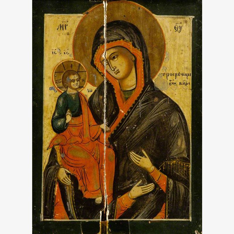 Icon with the Virgin of the Three Hands Holding Jesus