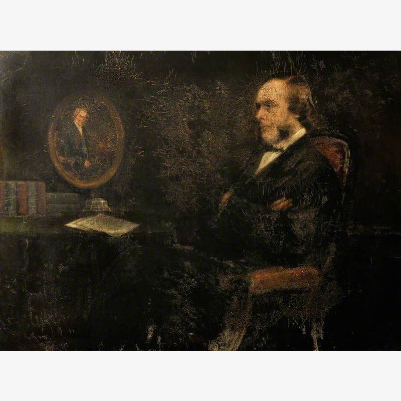Joseph Lister (1827–1912), 1st Baron Lister, with a Portrait of His Father Joseph Jackson Lister