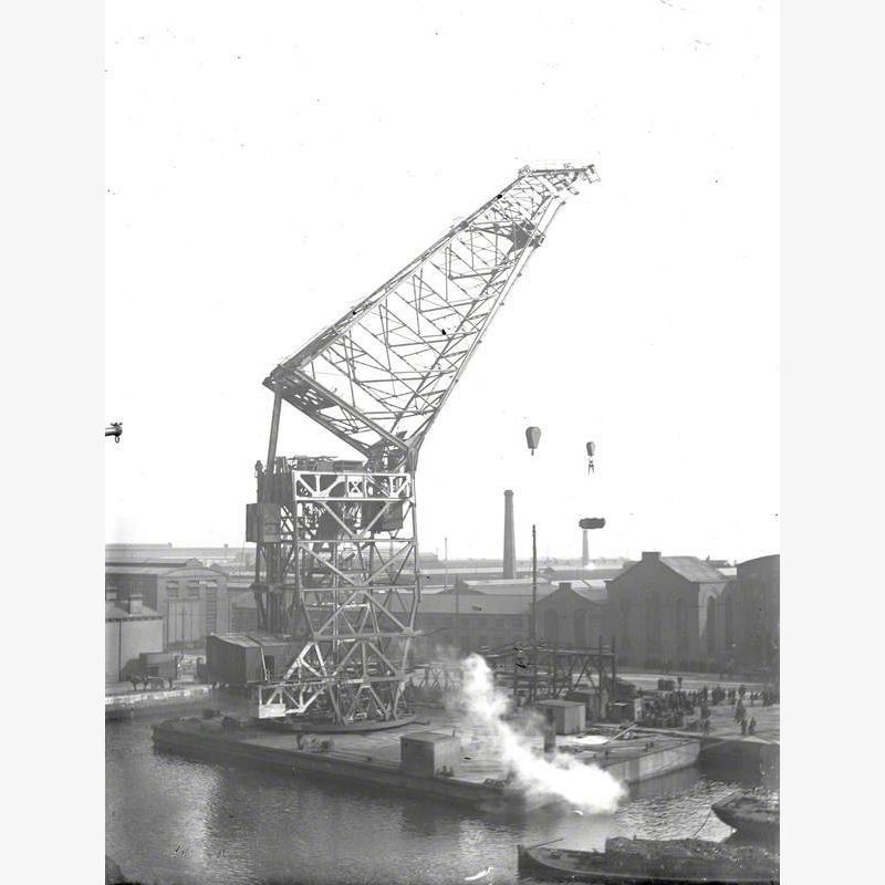 Sequence showing erection and testing of 200 ton floating crane