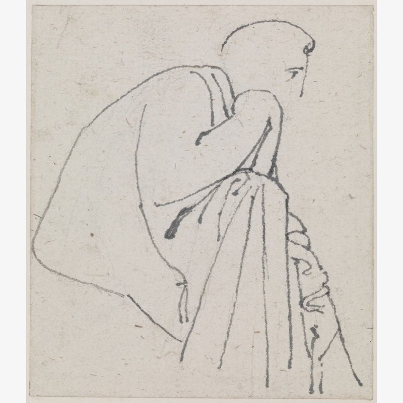 A Cloaked Figure Kneeling, Holding a Naked Child