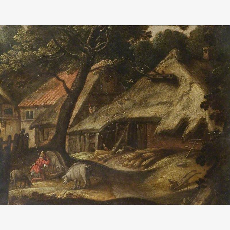 Dutch Farmyard Scene with the Prodigal Son as a Swineherd
