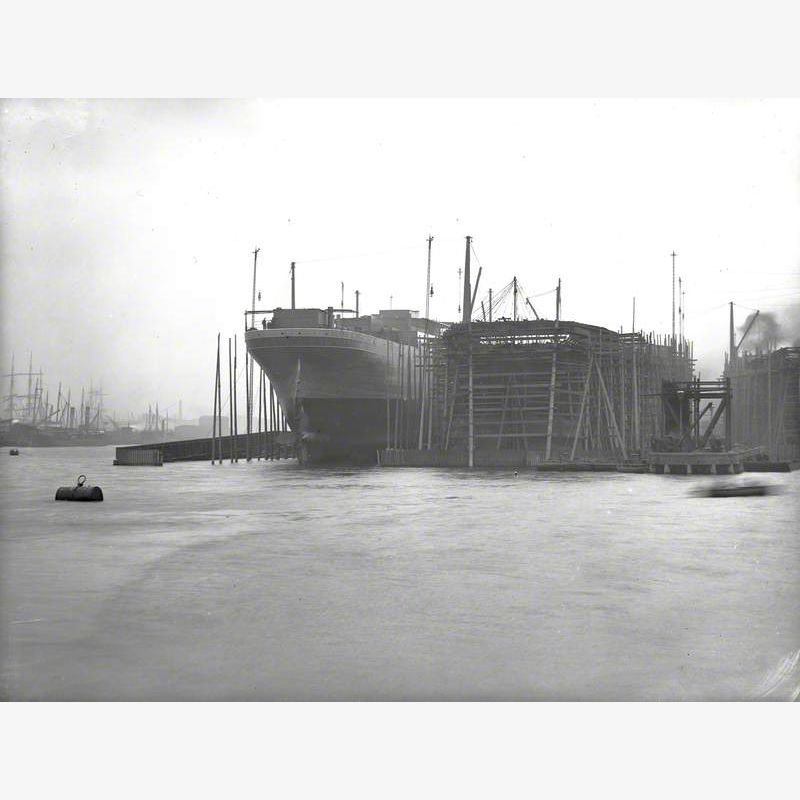 Stern view on No. 5 slip, South Yard, prior to launch