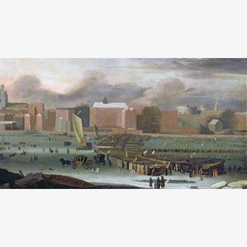 A Frost Fair on the Thames at Temple Stairs