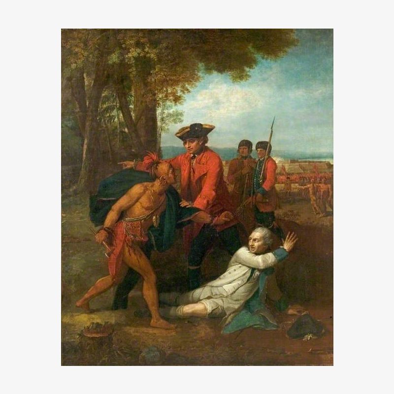 General Johnson Saving a Wounded French Officer from a North American Indian