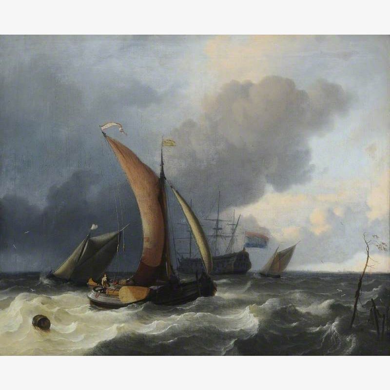 Dutch Sailing Boats in a Rough Sea
