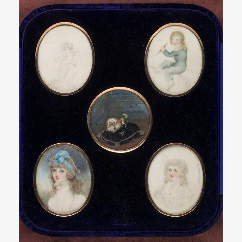 A Cased Group of Five Oval Miniatures