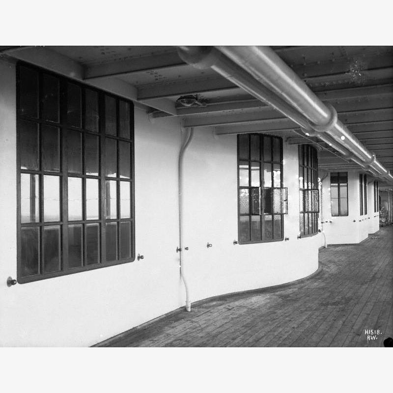 Promenade deck and windows of first class reading and writing room