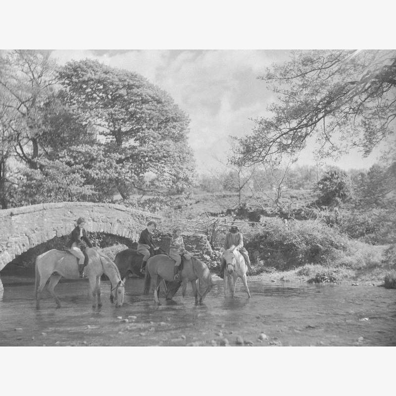 Johnty Wilson and Riders Watering Horses at Packhorse Bridge, Beckfoot