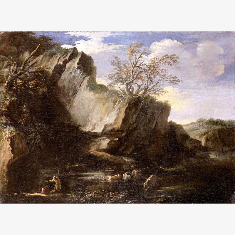 Rocky Landscape with Herdsmen and Cattle