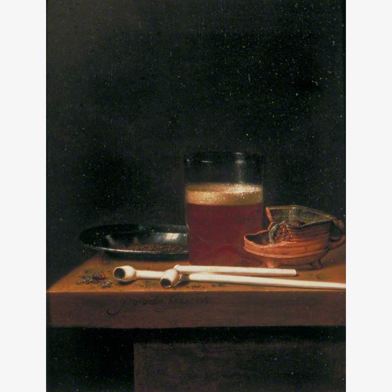 Still Life with a Glass of Beer, a Brazier and Clay Pipes