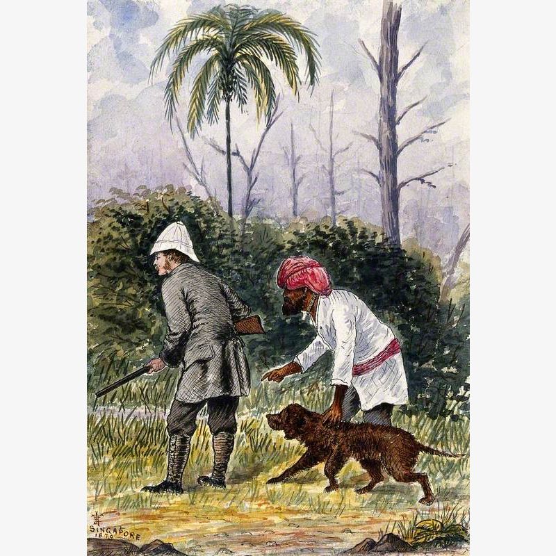 Singapore: A White Man Out Hunting with a Native Guide
