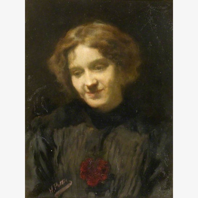 Portrait of a Girl with a Large Red Flower
