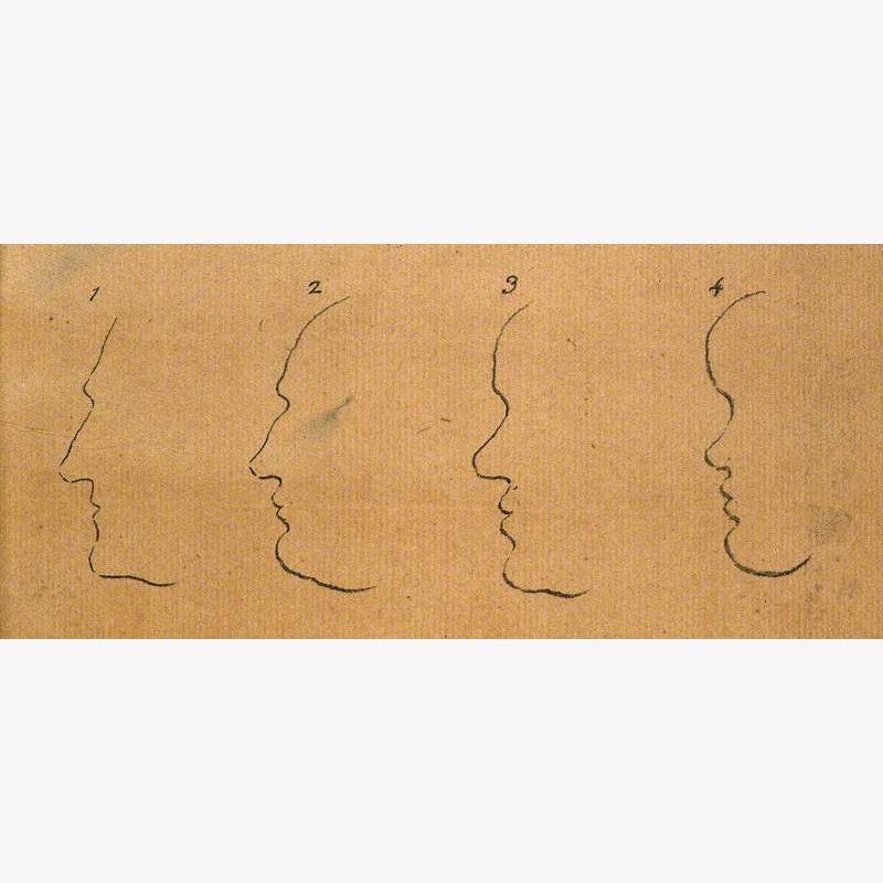 Outlines of Faces: The Left-Hand Pair Expressing Good Judgment, the Right-Hand Pair Weakness of Mind