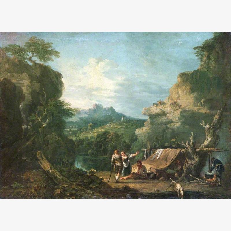 Landscape with Banditti round a Tent