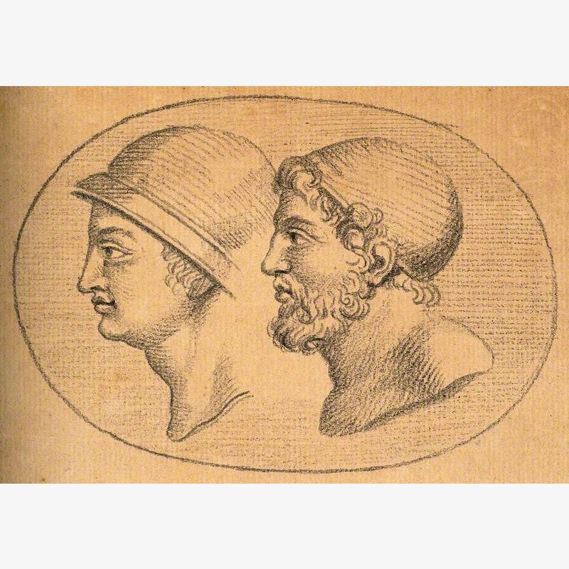 Two Heads of Ancient Greek Soldiers