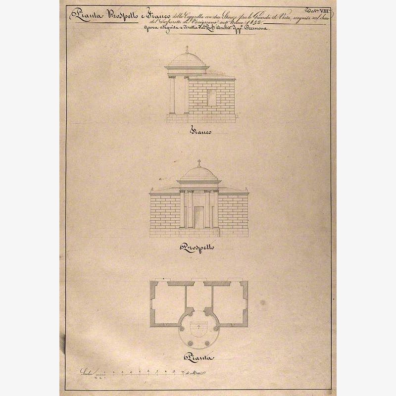 The Lazaretto of Varignano at La Spezia: Section, Façade and Floor Plan of the Chapel