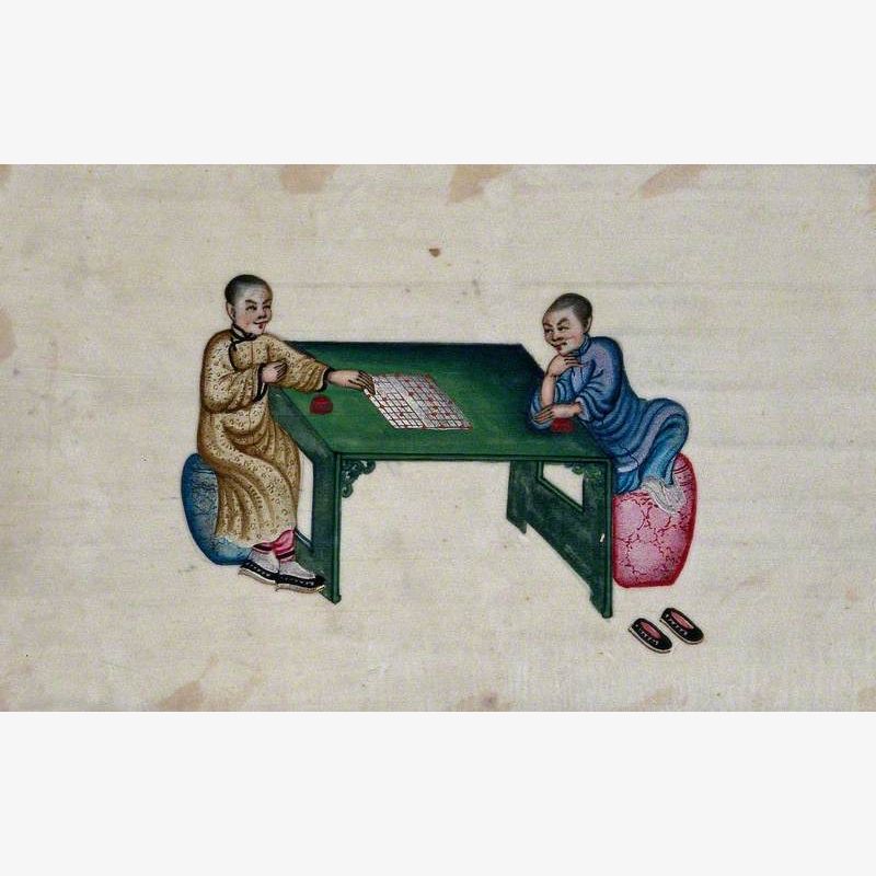 Two Chinese Women Play a Board Game
