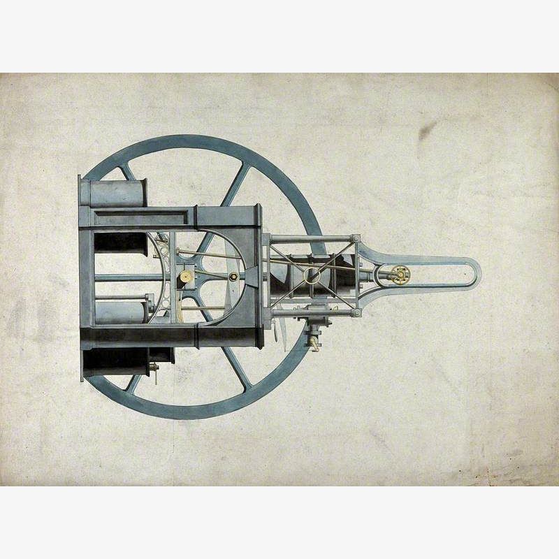 Engineering: A Large Double-Chamber Steam Engine, with a Flywheel