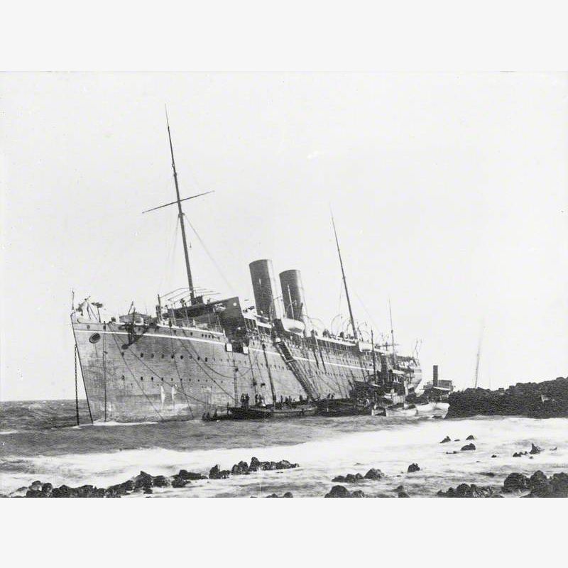 Ashore at Perim, an island in the Red Sea, where damage sustained