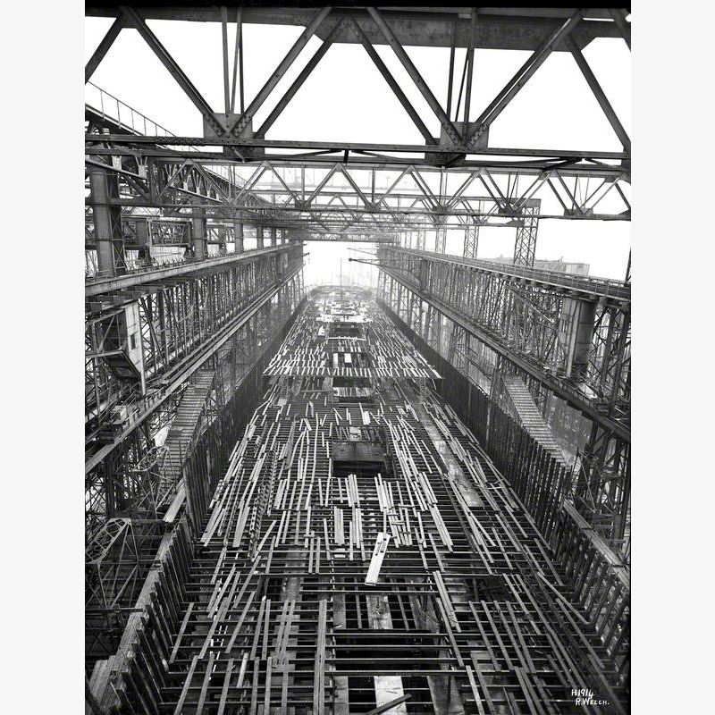 Overhead view of deck looking aft from top of gantry