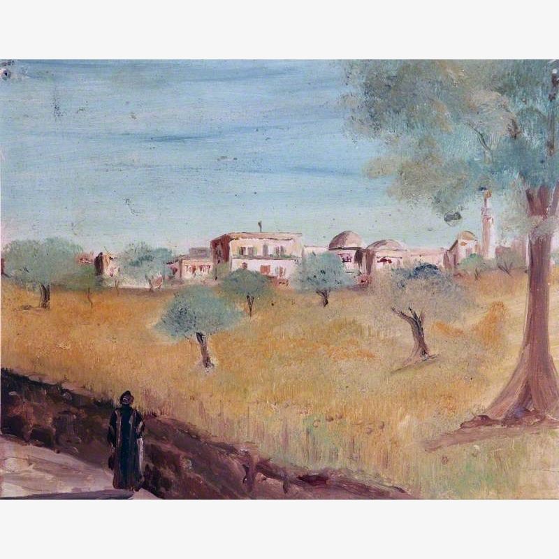 Landscape with a Village and Olive Trees