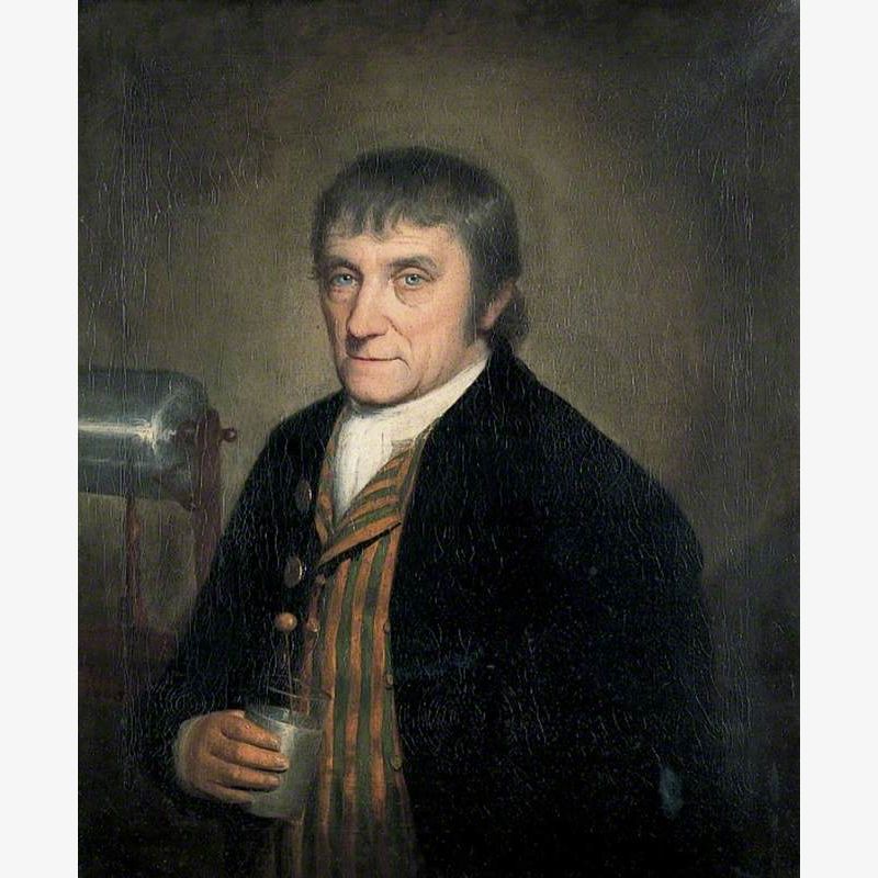William Goulden (1749–1816) Holding a Leyden Jar with a Friction Machine for Generating Electricity in the Background, Founder of the Canterbury Philosophical and Literary Institution