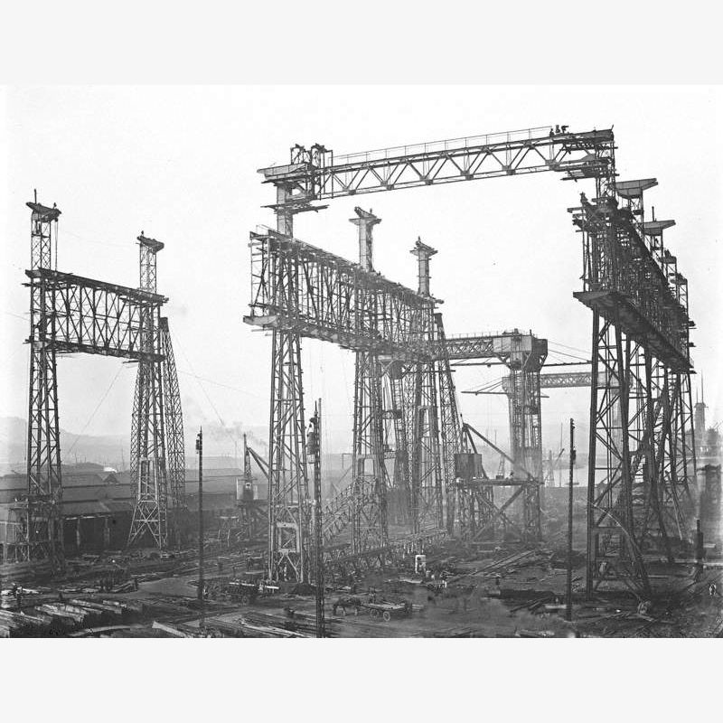 Reconstruction of North Yard slips 2 and 3 and erection of Arrol gantry for building 'Olympic' (400) and 'Titanic' (401)