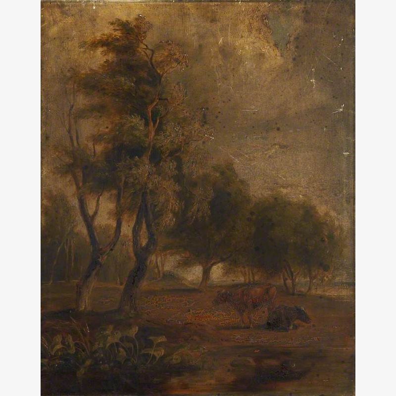 Cows in a Wooded Landscape