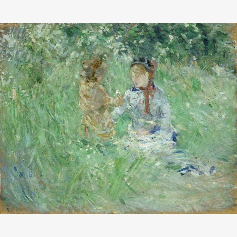 Woman and Child in a Meadow at Bougival