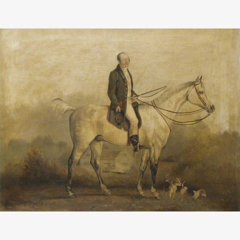Mounted Figure with Hounds