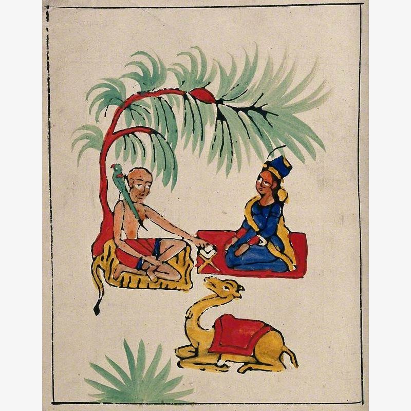 A Woman Getting Advice from a Hermit Sitting under a Tree