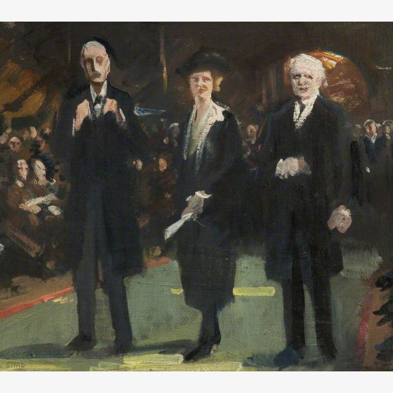 Lady Astor (1879–1964), Lord Balfour (1848–1930), and David Lloyd George (1863–1945)